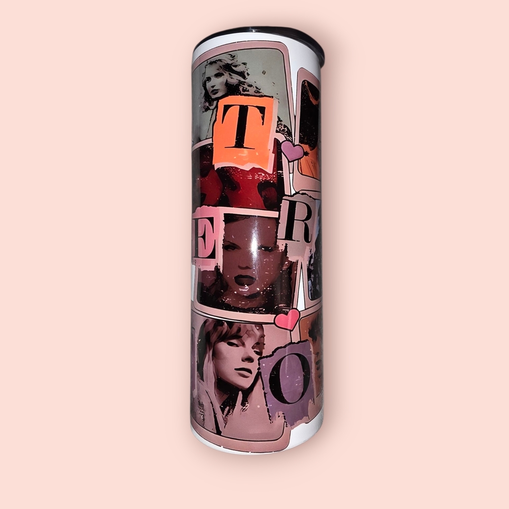 Stylish Collage Tumbler with Pink and Orange Accents